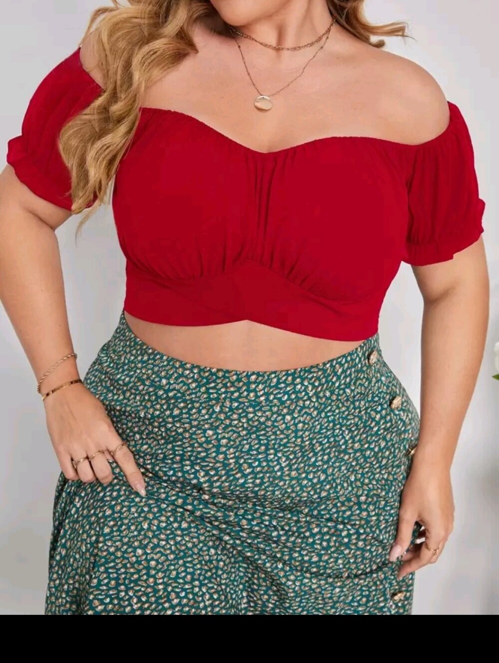 SHEIN Privé Plus Solid Tie Back OffShoulder Top Size 0X